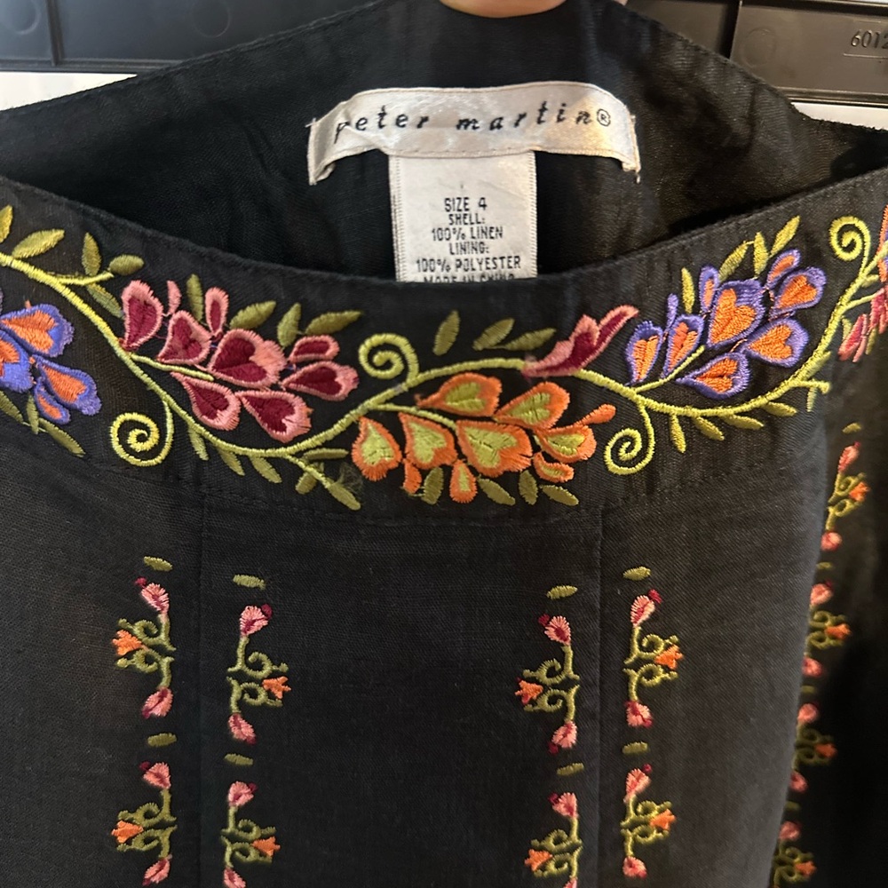 Peter Martin Black Floral Embroidered Top